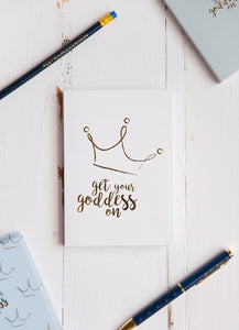 Get Your Goddess On Crown White A6 Notebook