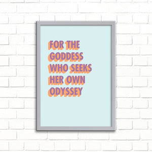 For The Goddess Who Seeks Her Own Odyssey A3 Wall Art Print - Aqua 3D Colour Pop