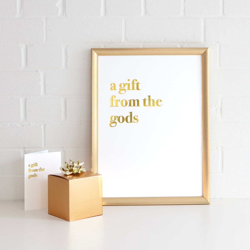 A Gift From The Gods A3 Wall Art Print - White Typography