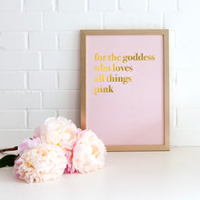 Load image into Gallery viewer, A Gift From The Gods Definition A3 Wall Art Print - Pink Typography
