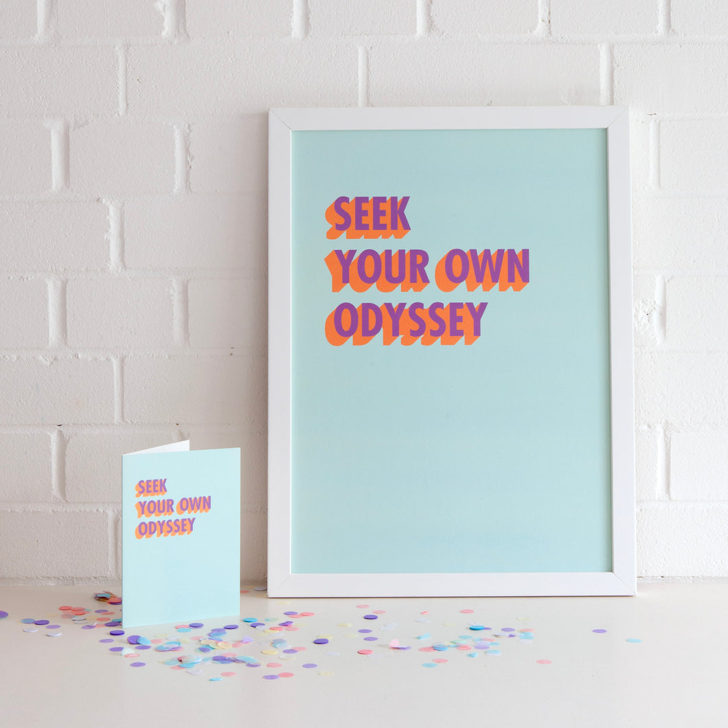 Seek Your Own Odyssey A3 Wall Art Print - Aqua 3D Colour Pop