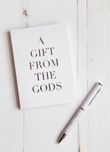 Load image into Gallery viewer, A Gift From The Gods Slogan White A6 Notebook
