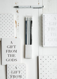 A Gift From The Gods Geo White Set of 4 Pencils
