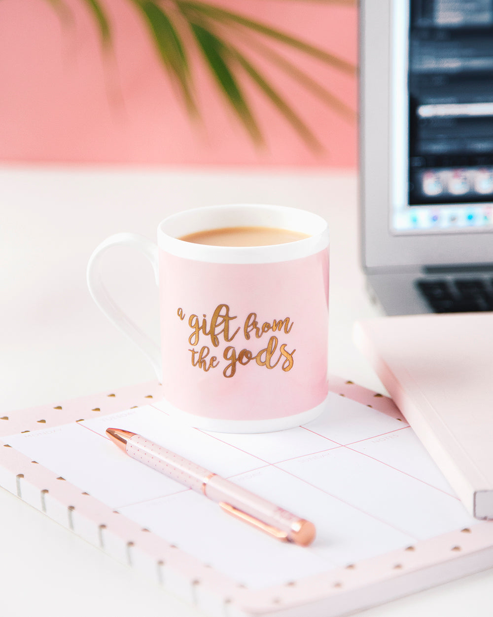 A Gift From The Gods Calligraphy Slogan Pink Mug