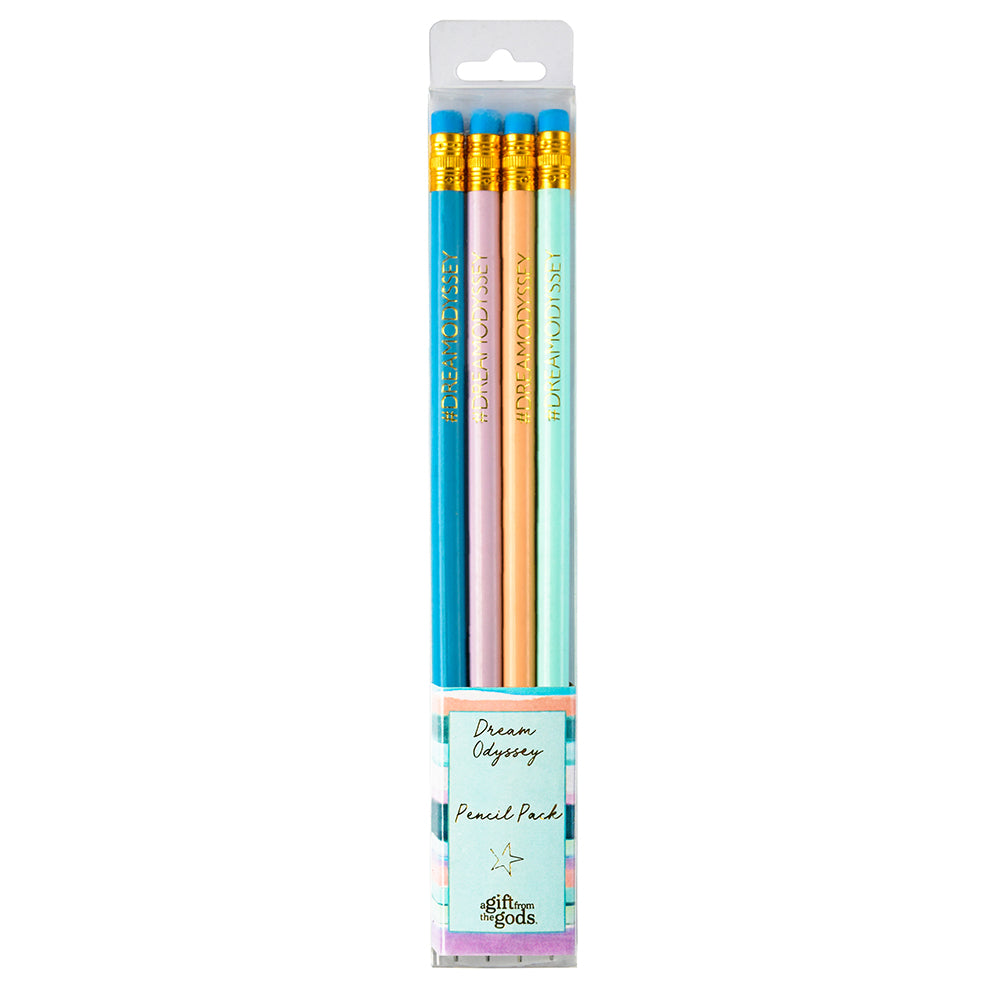 Dream Odyssey Stripe Aqua Set of 4 Pencils