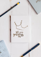 Load image into Gallery viewer, Get Your Goddess On Crown White A6 Notebook
