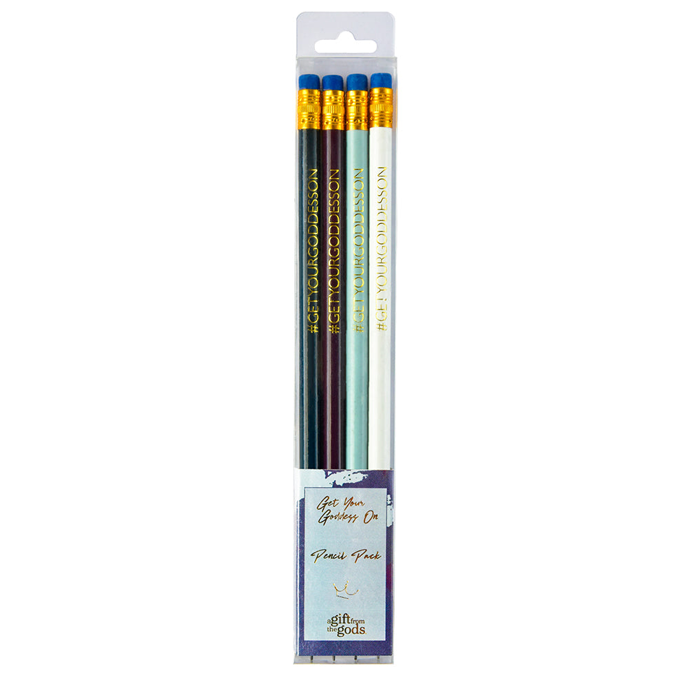 Get Your Goddess On Graffiti Blue Set of 4 Pencils