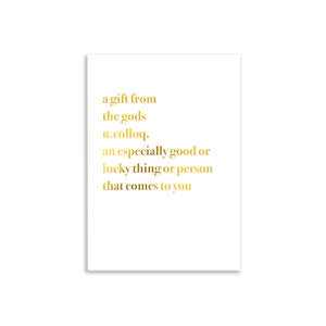 A Gift From The Gods Definition A3 Wall Art Print - White Typography