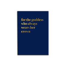 Load image into Gallery viewer, For The Goddess Who Always Wears Her Crown A3 Wall Art Print - Blue Typography
