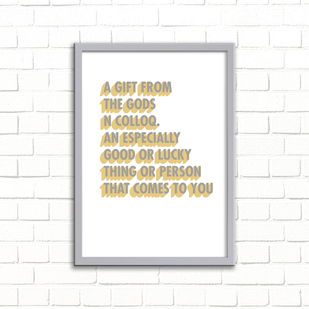 A Gift From The Gods Definition A3 Wall Art Print - White 3D Colour Pop