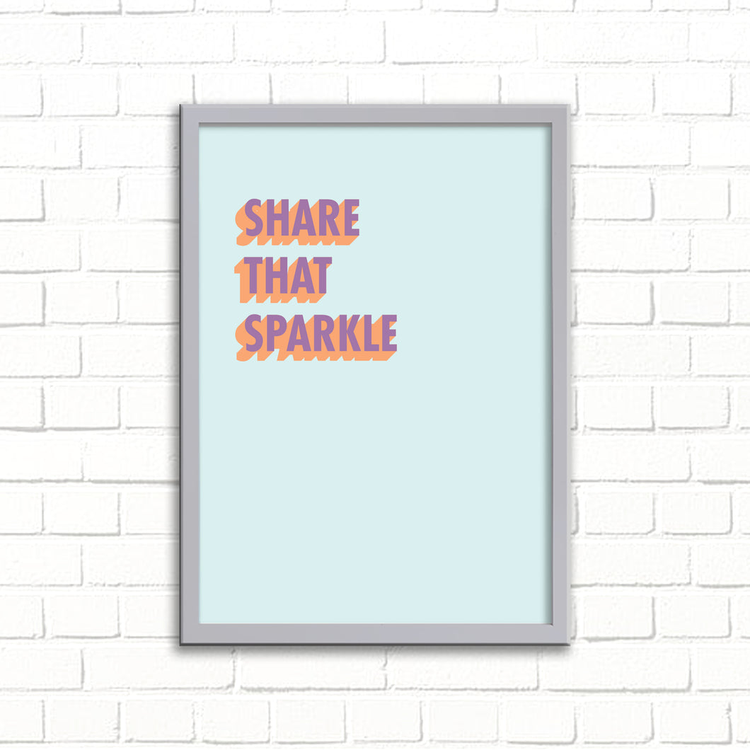 Share That Sparkle A3 Wall Art Print - Aqua 3D Colour Pop