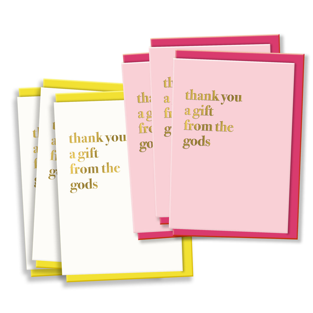 Pack of 6 Thank You Greeting Cards Typography
